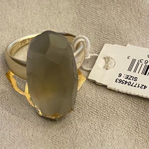 Kendra Scott Yellow Gold Gray Silver Stone Cocktail Ring Retired Jewelry Size 6
